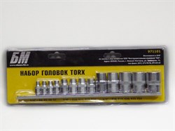 Бм Набор головок  звезд  TORX 1/2+3/8+1/4  к-т 13шт  E4-E24  971101 34096 - фото 363260