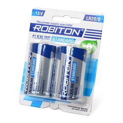 Robiton Standard Lr 20 Bl2 Батарейка алкалиновая  1.5V   к-т 2шт. - фото 451096