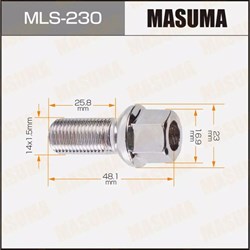 Masuma Болт колеса 14х1.5х25 сфера  mls-230 - фото 505036