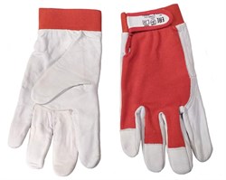 Перчатки белые кожаные комбинированные с липучкой  размер 10 - фото 545727