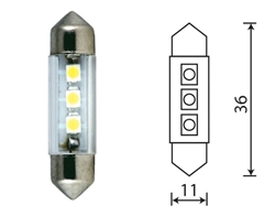 Маяк Лампа диодная белая освещения салона  3 диода   36мм   12t11x36-w\3smd 4389 - фото 555846