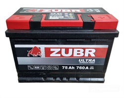 Zubr Ultra АКБ залитая обратной полярности 75Ah  zln3075s07 90569
