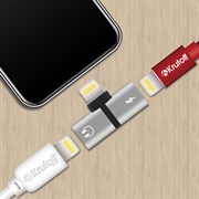 Krutoff Переходник 8-pin / 8-pin Charging+8-pin EarPods  серый   16025