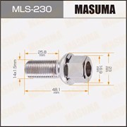Masuma Болт колеса 14х1.5х25 сфера  mls-230