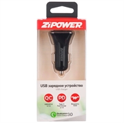 Zipower Pm6647 АЗУ  USB QC3.0+Type-C Fast Charge, 3.1A, 18W, черный
