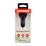 Zipower Pm6648 АЗУ  2 USB 4.8A+USB QC3.0, 18W, черный