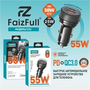 Faizfull Fz32 АЗУ  USB QC3.0  30W +USB Type-C PD  25W 38106