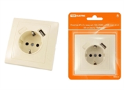 Tdm Розетка 1-мест. с/з слон.кость  16A,скр/уст + 1 USB порт на 2.1A  sq1814-0140 42985